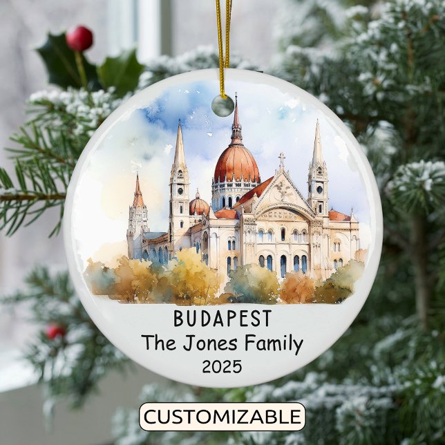 Personalised Budapest Ornament, Hungary Ceramic Tree Decoration (Creator Uploaded)