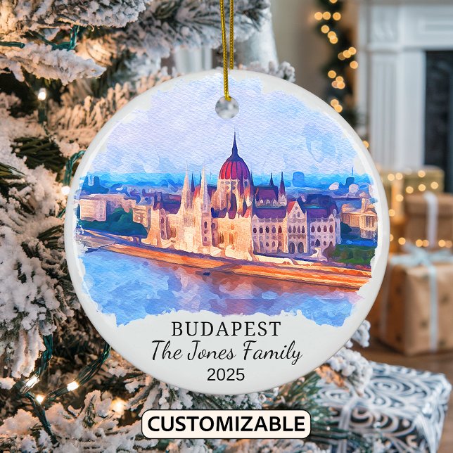Personalised Budapest Ornament, Hungary Ceramic Tree Decoration (Creator Uploaded)