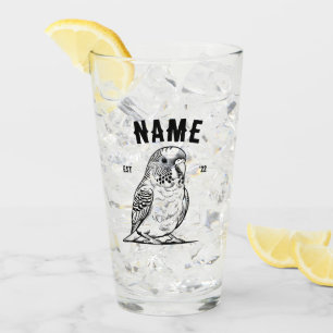 Personalised Budgie Glass Cup   Custom Bird Lover 