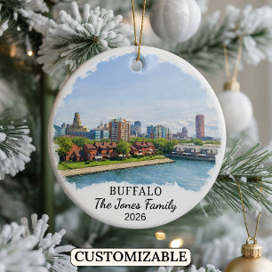 Personalised Buffalo Ornament, Custom New York Ceramic Tree Decoration