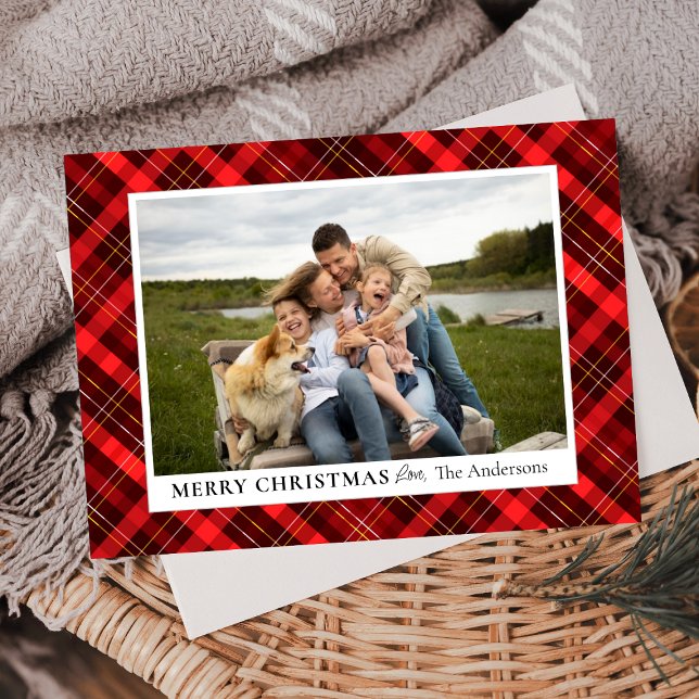 Personalised Buffalo Plaid Christmas Family Photo Holiday Card (Creator Uploaded)