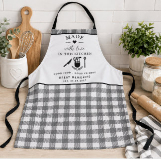 Personalised Buffalo Plaid Kitchen–Made with Love Apron