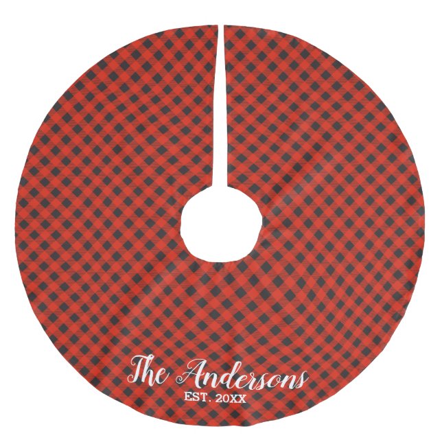 Personalised Buffalo Plaid Tree Skirt (Front)