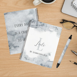 Personalised Bujo Grey Watercolor Affirmations Not Notebook