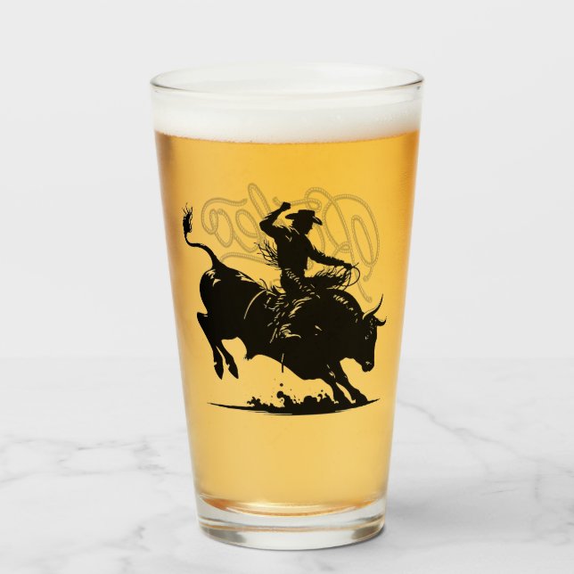 Personalised Bull Rider Rodeo Glass (Front Filled)