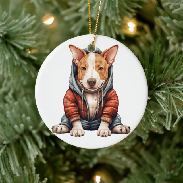 Personalised Bull Terrier Dog Ceramic Tree Decoration (Tree)
