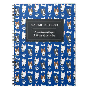 Personalised Bull Terrier Pattern Cute Dog Doodle Notebook