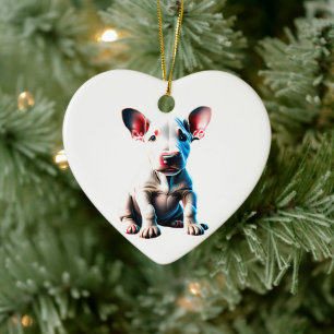 Personalised Bull Terrier Puppy Ceramic Tree Decoration