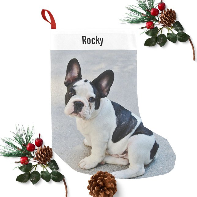 Personalised Bulldog Photo and Bulldog Name Small Christmas Stocking (Creator Uploaded)