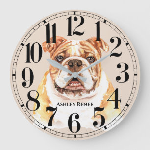 Personalised  Bulldog Watercolor Wall Clock