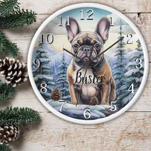 Personalised Bulldog Winter Wall Clock