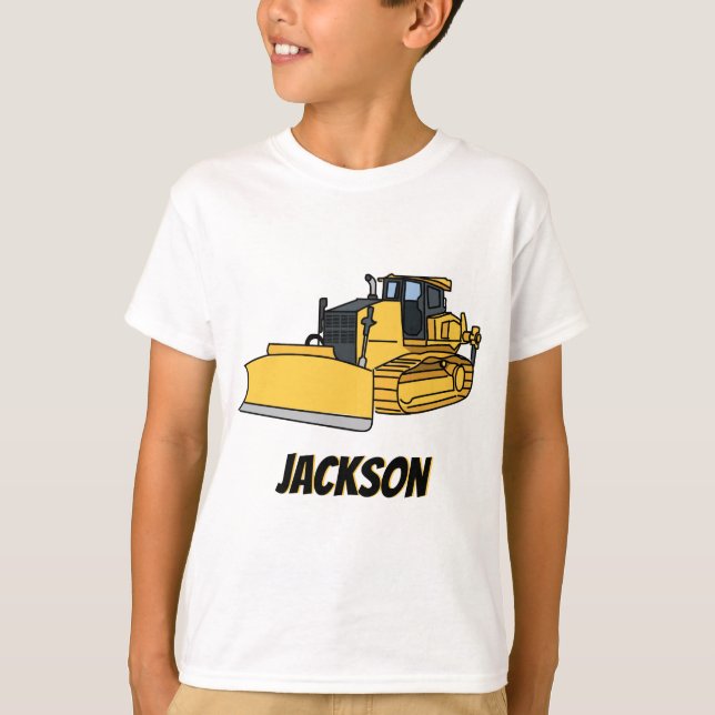 Personalised Bulldozer Construction Vehicle T-Shirt (Front)