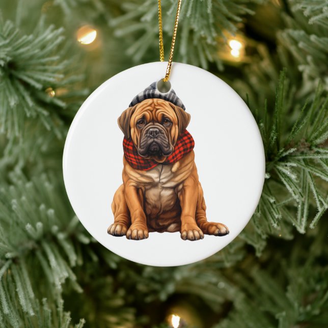 Personalised Bullmastiff Dog Ceramic Tree Decoration (Tree)