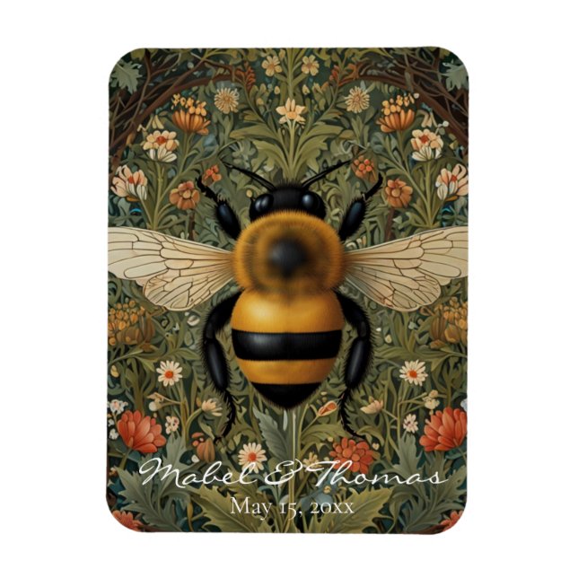 Personalised bumblebee boho botanical Wedding  Magnet (Vertical)