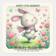 Personalised Bunny Baby Shower Stickers