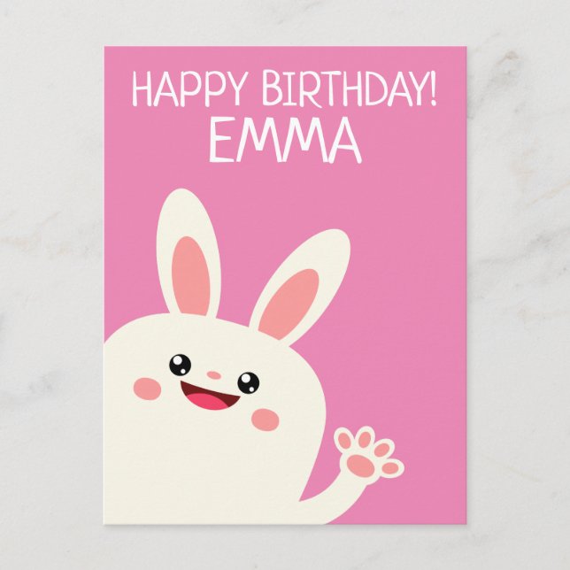 Personalised Bunny Birthday Postcard (Front)