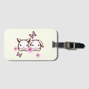 Personalised Bunny Butterfly Cherry Blossom Luggage Tag