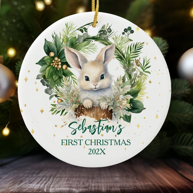 Personalised Bunny Ceramic Christmas Ornament (Creator Uploaded)
