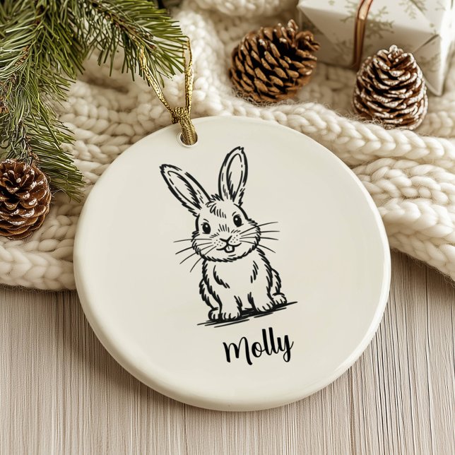 Personalised Bunny Christmas Ceramic Tree Decoration (Creator Uploaded)