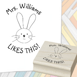 Personalised Bunny Rabbit Teacher Praise Rubber Stamp