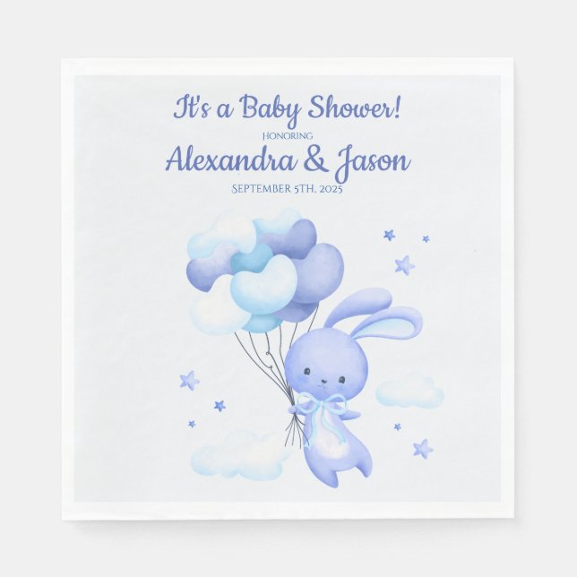 Personalised Bunny Rabbit Woodland Baby Shower Napkin (Front)
