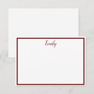 Personalised Burgandy and White Note Cards