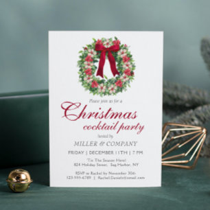 Personalised Burgundy Bow Corporate Christmas Invitation
