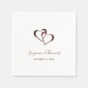 Personalised Burgundy Connected Hearts Napkin