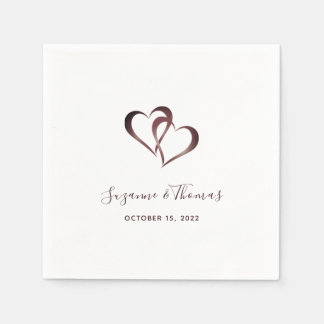 Personalised Burgundy Connected Hearts Napkin