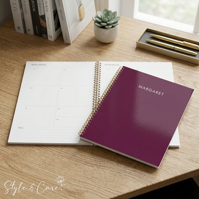 Personalised Burgundy Custom Name Planner (Personalized Burgundy Custom Name Planner)
