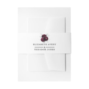 Personalised Burgundy Floral Wedding Invitation Belly Band