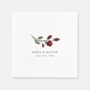 Personalised Burgundy Floral Wedding Napkins