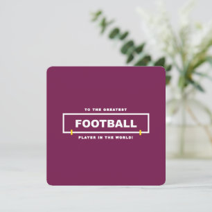 Personalised Burgundy Football Player Birthday Card