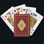 Personalised burgundy gold initial playing cards<br><div class="desc">You can customise it.</div>