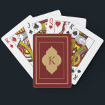Personalised burgundy gold initial playing cards<br><div class="desc">You can customise it.</div>