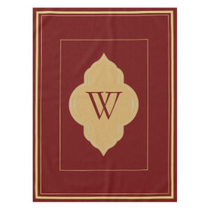 Personalised burgundy & gold initials  tablecloth