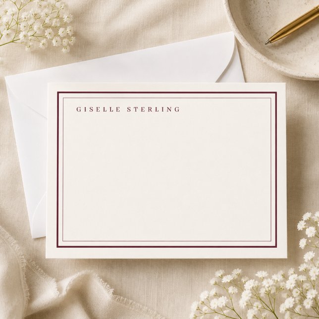 Personalised Burgundy Ivory Double Border Card (Creator Uploaded)