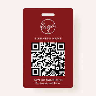 Personalised Burgundy Logo QR Code Employee ID ID Badge