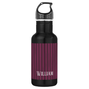 Personalised burgundy pinstripes 532 ml water bottle