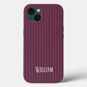 Personalised burgundy pinstripes Case-Mate iPhone 13 Case