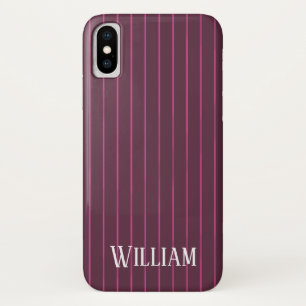 Personalised burgundy pinstripes Case-Mate iPhone case