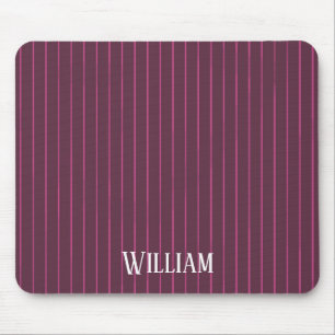 Personalised burgundy pinstripes mouse pad