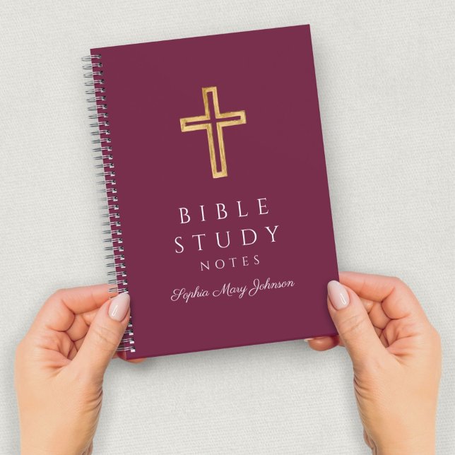 Personalised Burgundy Religious Cross  Notebook (Personalized Burgundy Religious Cross Notebook)