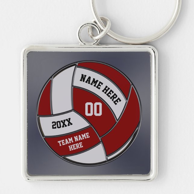 Personalised Burgundy Volleyball Keychains (Front)