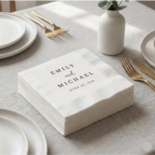 Personalised Burgundy Wedding Modern Elegant Napkin