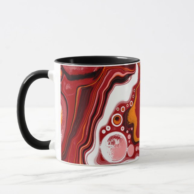 Personalised Burgundy White Digital Fluid Art   Mug (Left)