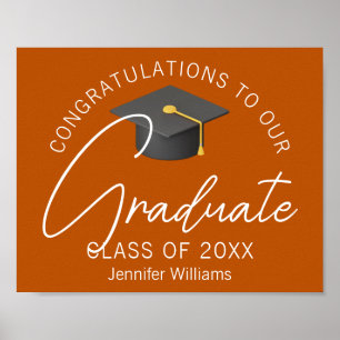 Personalised Burnt Orange 2025 Graduation Party Poster
