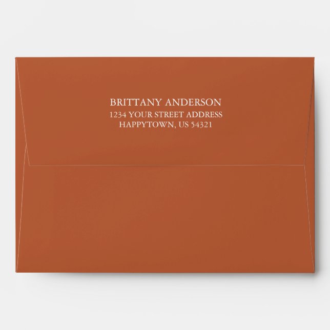 Personalised Burnt Orange Invitation Envelope (Back (Top Flap))