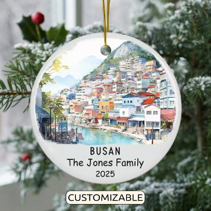 Personalised Busan Ornament, South Korea Ceramic Tree Decoration