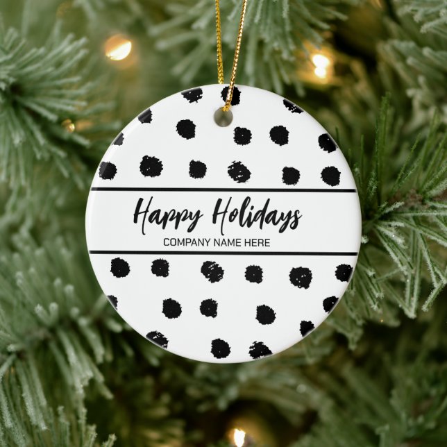 Personalised Business Black and White New Year Ceramic Tree Decoration (Tree)